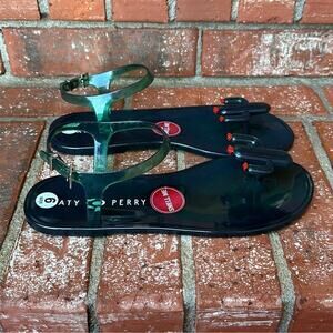 Katy Perry Geli Green Cactus Sandals Women's Size 9 Jelly Thong Slides NWOT